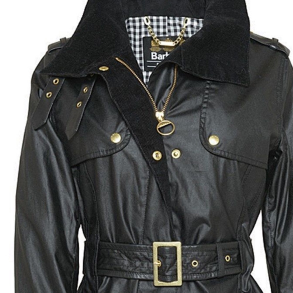 Barbour International black Birken coat.
